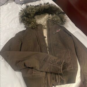 Hollister Brown Fur-Trimmed Jacket